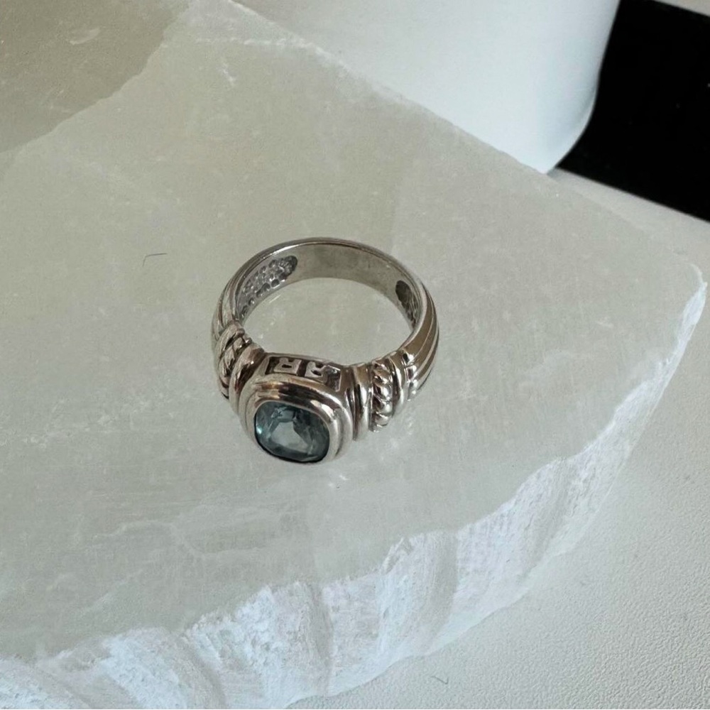 Vintage Judith Ripka “RR” Blue Topaz Ring